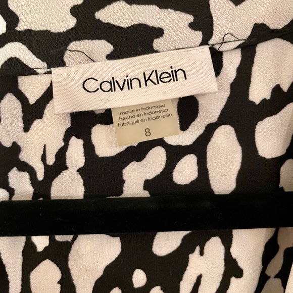 Calvin Klein | Black & White Leopard Print MIDI Wrap Dress - Picture 6 of 6